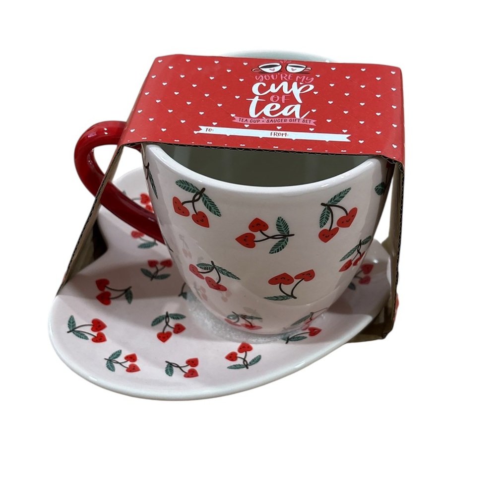 cherry heart teacup set